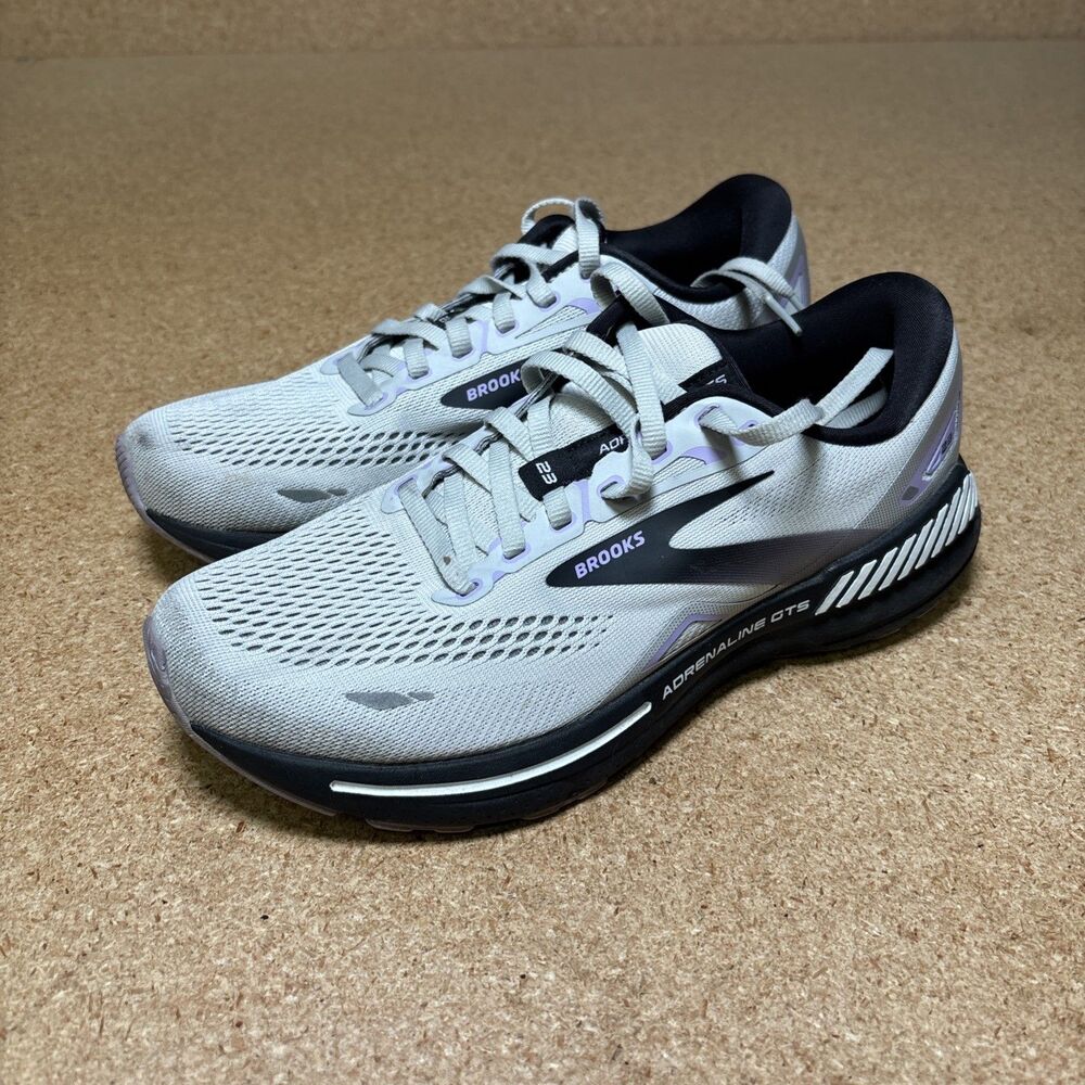 Brooks Adrenaline GTS 23 Cushioned Mesh Low Top Sneakers Gray Purple Size 9